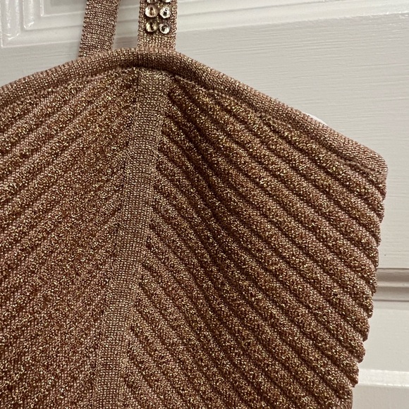 Herve Leger Ottoman Sweetheart Mini dress in Metallic Rise Gold - Picture 6 of 7